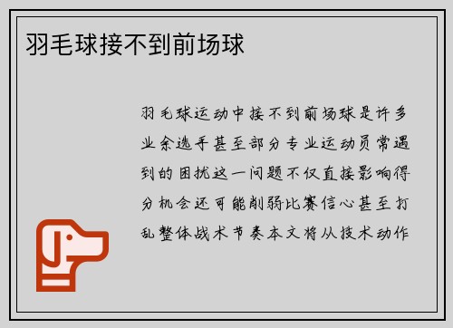 羽毛球接不到前场球